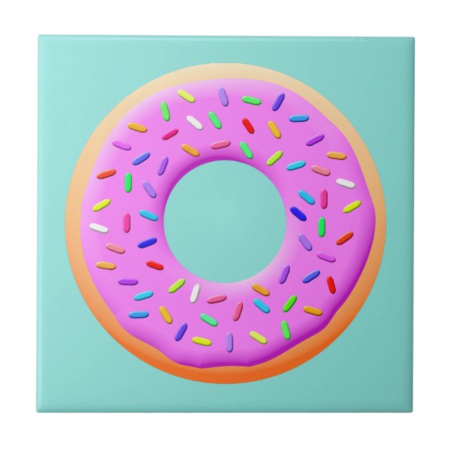 Cute Donut Teckning med Sprinkles Kakelplatta (Framsidan)