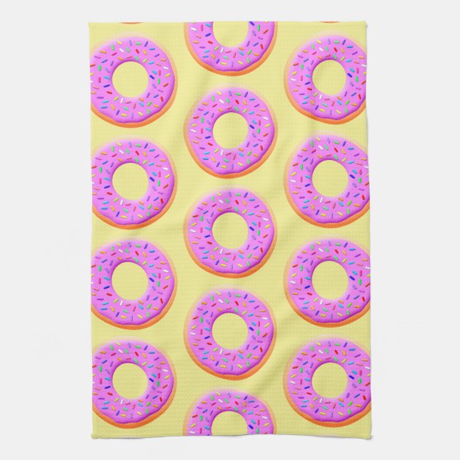 Cute Donut Teckning med Sprinkles Kökshandduk (Vertikal)