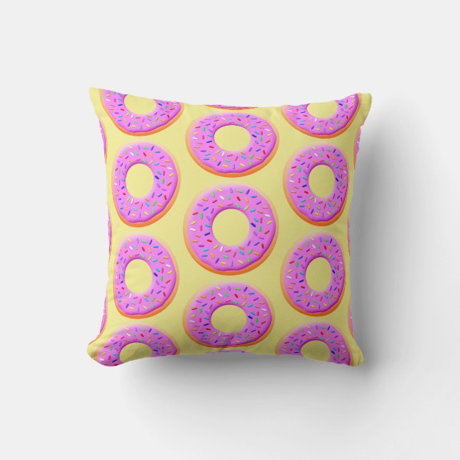 Cute Donut Teckning med Sprinkles Kudde (Framsida)