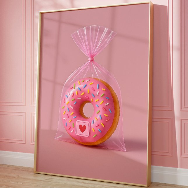 Cute Donut Wall Art, Rosa Aesthetic Kitchen Poster (Donuts Lover)