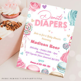 Cute Donuts blöjor Baby Shower Inbjudningar