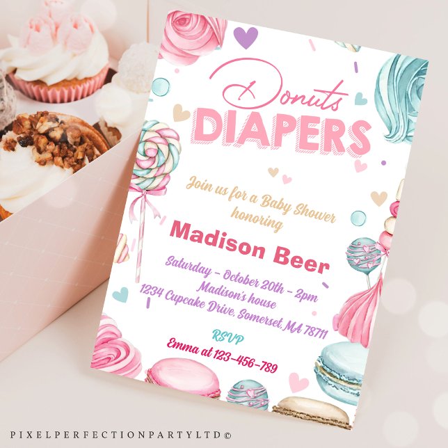 Cute Donuts blöjor Baby Shower Inbjudningar (Skapare uppladdad)