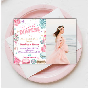 Cute Donuts blöjor Babyfoto Inbjudningar