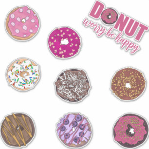 Cute Donuts Watercolor Illustrations Klistermärken