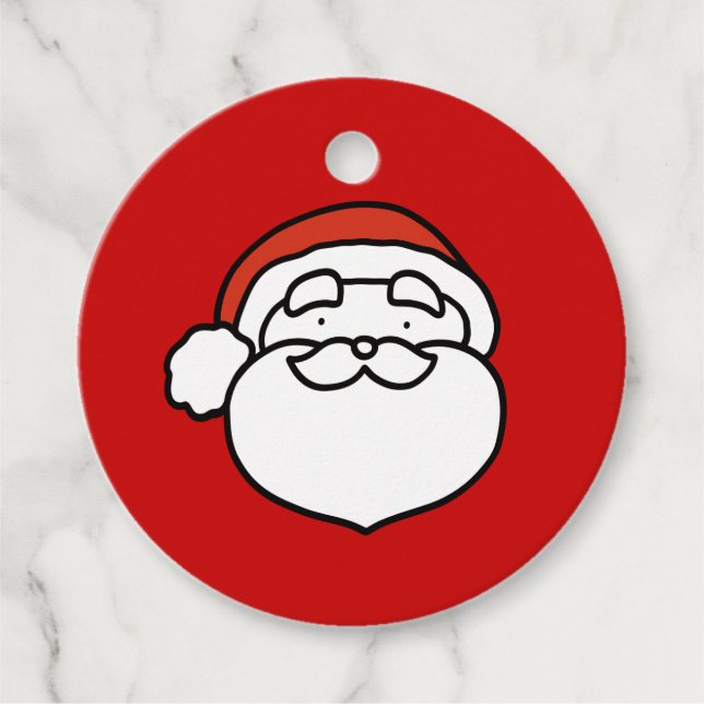 Cute Doodle Art Christmas Santa on Red Gåvor Etiketter (Framsida)