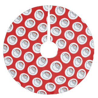 Cute Doodle Art Christmas Santa on Red Julgransmatta Borstad Polyester