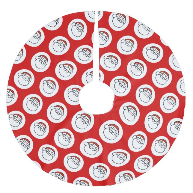 Cute Doodle Art Christmas Santa on Red Julgransmatta Borstad Polyester (Framsidan)