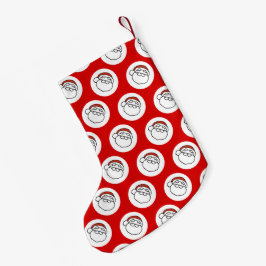 Cute Doodle Art Christmas Santa on Red Liten Julstrumpa