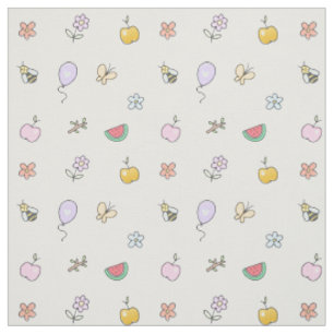 Cute Doodle Bee Flower Mönster Tyg