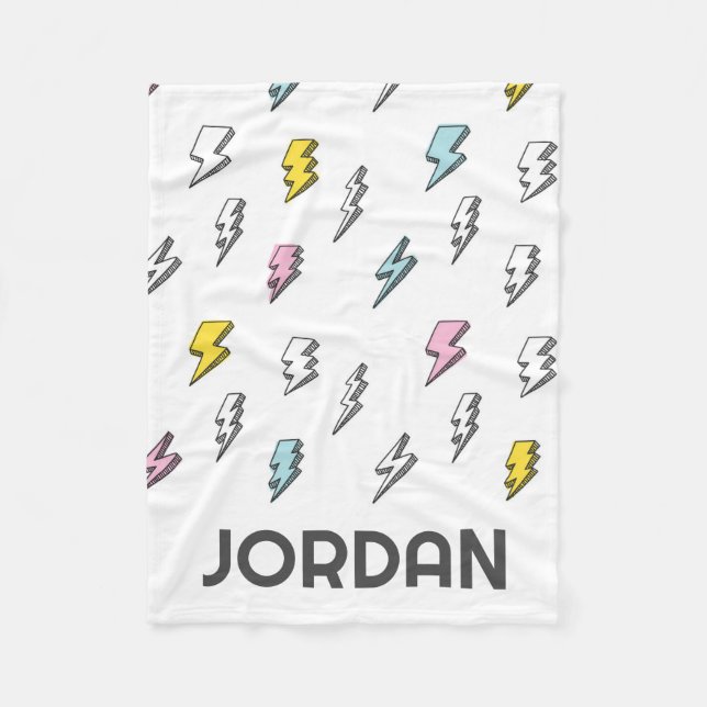 Cute Doodle Blixt Bult Mönster Fleecefilt (Framsidan)