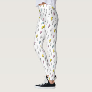 Cute Doodle Blixt Bult Mönster Leggings