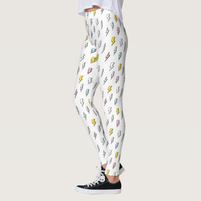 Cute Doodle Blixt Bult Mönster Leggings (Vänster)
