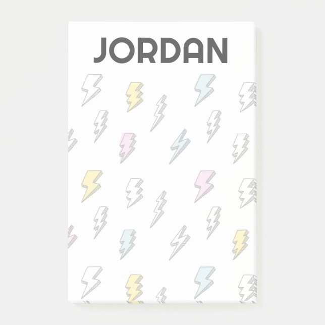 Cute Doodle Blixt Bult Mönster Post-it Block (Framsida)