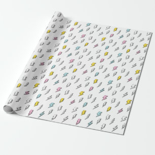 Cute Doodle Blixt Bult Mönster Presentpapper