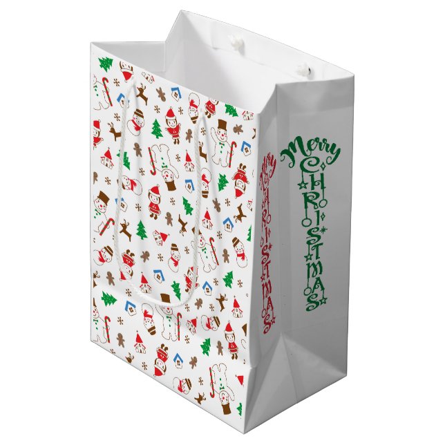 Cute Doodle Character Christmas Gift Bag (Framsidan Vinklad)