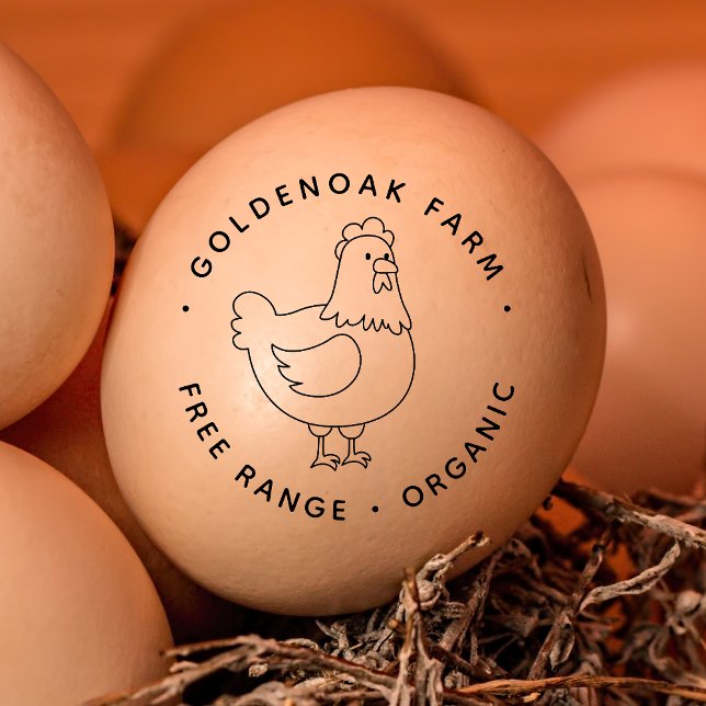 Cute Doodle Chicken Personlig Farm Fresh Eggs Stämpel (Skapare uppladdad)