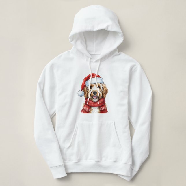Cute Doodle Dog Christmas Santa Hat & Scarf T Shirt (Design framsida)