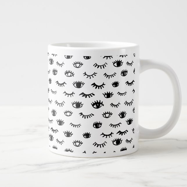 Cute Doodle Eyelash Mönster Jumbo Mugg (Höger)