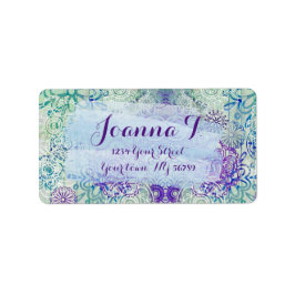 Cute Doodle Flowers on a Rustic Wood Adressetikett