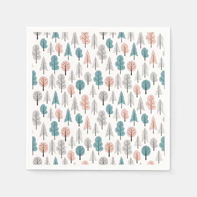 Cute Doodle Forest Mönster Pappersservett (Framsidan)