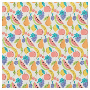 Cute Doodle Fruit, sommarfrukt, Mönster Tyg