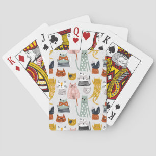 Cute Doodle Hand plockade Cat Mönster Casinokort