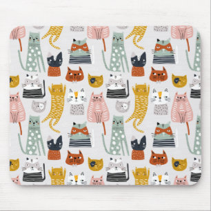 Cute Doodle Hand plockade Cat Mönster Musmatta