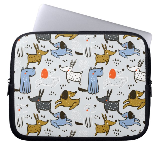 Cute Doodle Hund Mönster Laptop Fodral (Framsidan)