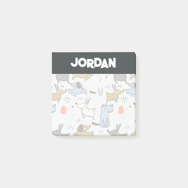 Cute Doodle Hund Mönster Post-it Block (Framsida)
