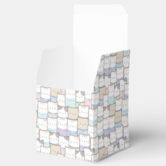 Cute Doodle Kitten Ansikte Mönster Presentaskar (Öppnad)