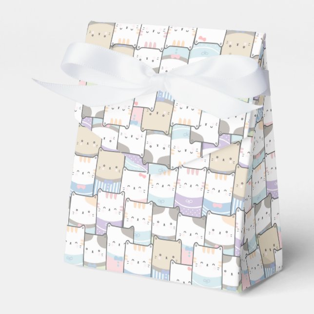 Cute Doodle Kitten Ansikte Mönster Presentaskar (Framsidan Sidan)