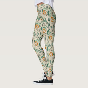 Cute Doodle Lejon Jungle Rainforest Mönster Leggings