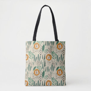 Cute Doodle Lejon Jungle Rainforest Mönster Tygkasse
