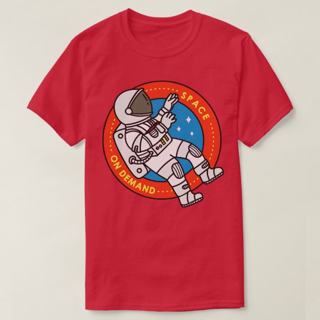 Cute Doodle of Astronaut Flyter i Space T Shirt (Design framsida)