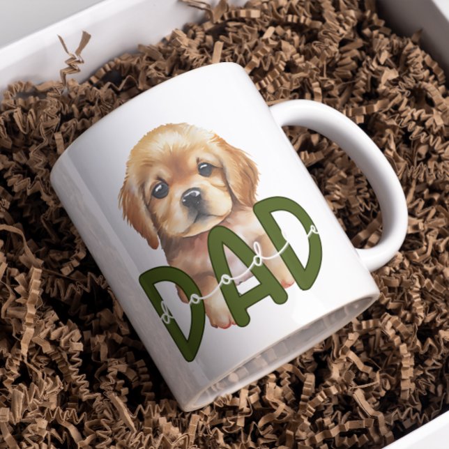 Cute Doodle Pappa: Watercolor Hund älskare Grönt Kaffemugg (Skapare uppladdad)
