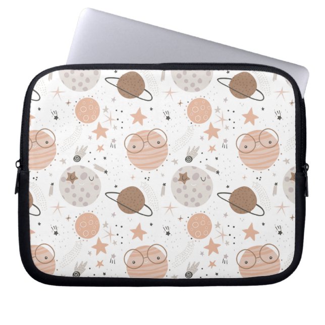 Cute Doodle Planet Mönster Laptop Fodral (Framsidan)