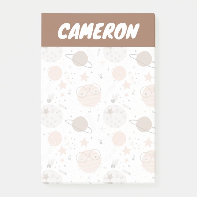 Cute Doodle Planet Mönster Post-it Block (Framsida)