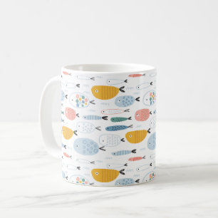 Cute Doodle School of Fish Mönster Kaffemugg