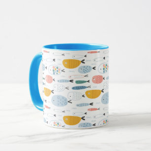 Cute Doodle School of Fish Mönster Mugg