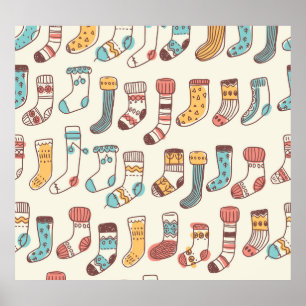 Cute Doodle Socks: Scandinavian Simpity. Poster