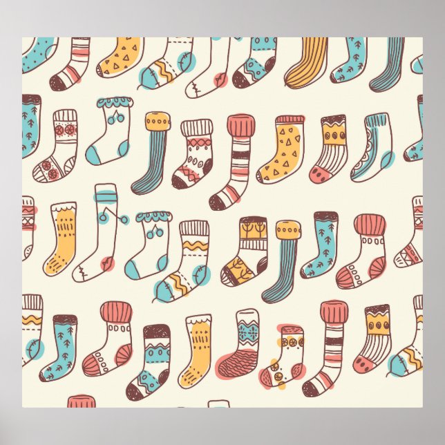 Cute Doodle Socks: Scandinavian Simpity. Poster (Framsidan)