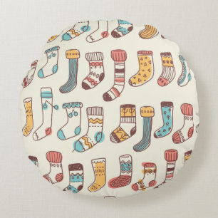 Cute Doodle Socks: Scandinavian Simpity. Rund Kudde