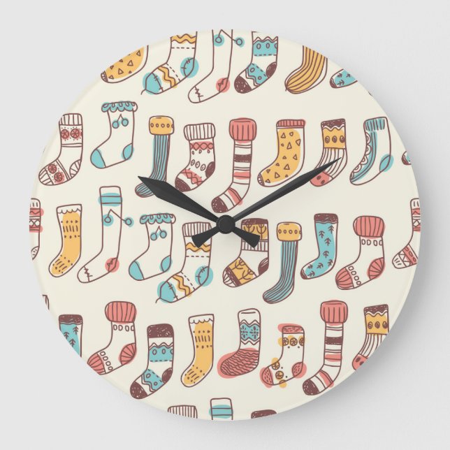 Cute Doodle Socks: Scandinavian Simpity. Stor Klocka (Framsida)
