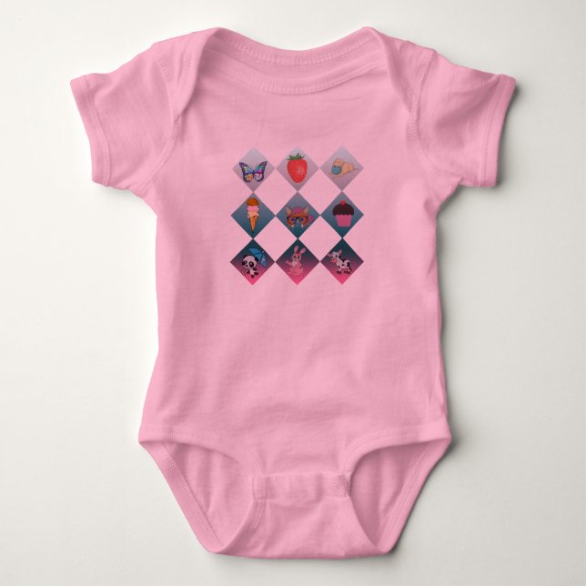 Cute Doodle Sticker Collage T Shirt (Framsida)