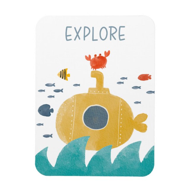 Cute Doodle Submarine | Utforska Magnet (Vertikal)