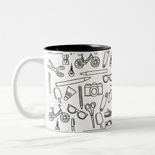 Cute Doodle Teckning-kaffe Mugg (Vänster)