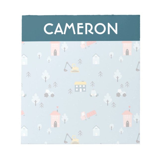 Cute Doodle Town Scene Mönster Anteckningsblock (Framsida)