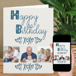 Cute Doodle Typography Blue Grått 3 Fotofödelsedag Kort<br><div class="desc">Skapa ditt eget ramprogram för födelsedagskort med 3 av dina favoritfoton. Utformningen har söt, vismisk typografisk hand med kärlek-hjärtan och dockor. Fotomallen visningar bilder i kvadratiskt/instagram-format i ett enkelt fotoremskollage. Meddelandet i är helt redigerbart och du kan välja om du vill skriva ut ditt namn eller skriva ut det för...</div>