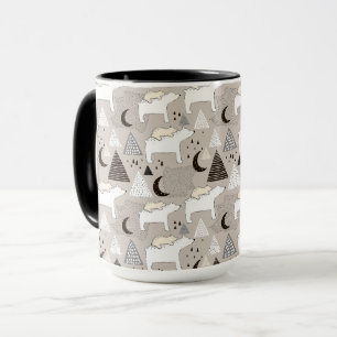 Cute Doodle Woodland Bear Mönster Mugg