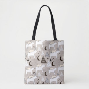 Cute Doodle Woodland Bear Mönster Tygkasse